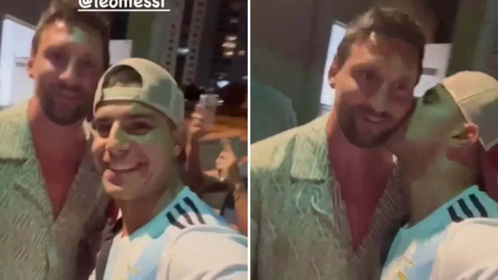 ¡Mira el video!: Un hincha se cruzó a Messi y le dio un beso