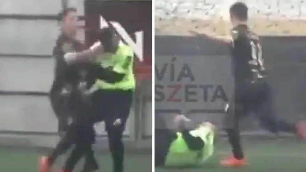 Video: un jugador desmayó a un árbitro de una brutal patada en la cabeza