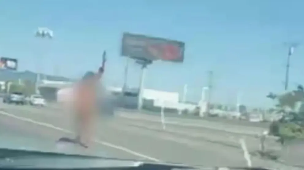 Insólito: se desnudó en medio de la autopista, sacó un arma y les disparó a los automovilistas