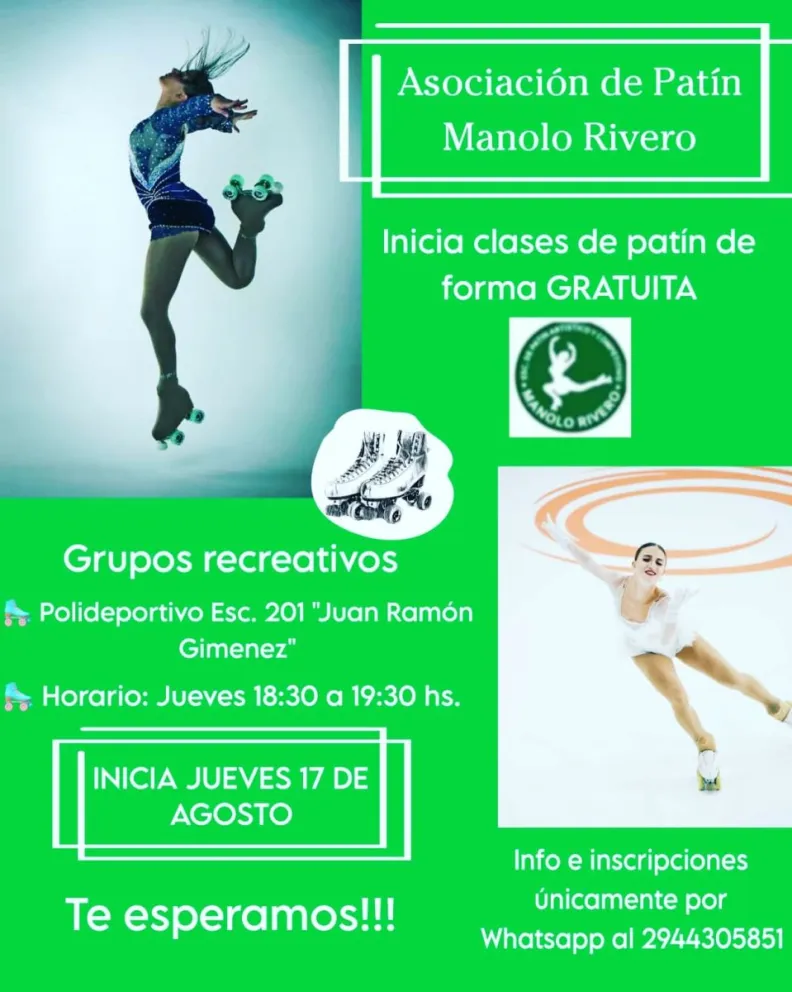 Vuelven las clases de patín gratuitas para grupos recreativos