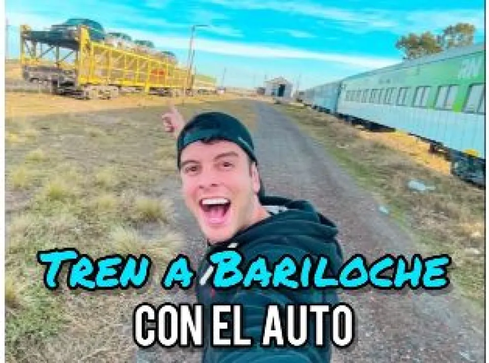 Influencer registró su viaje desde Viedma a Bariloche en el Tren Patagonico con el auto a bordo
