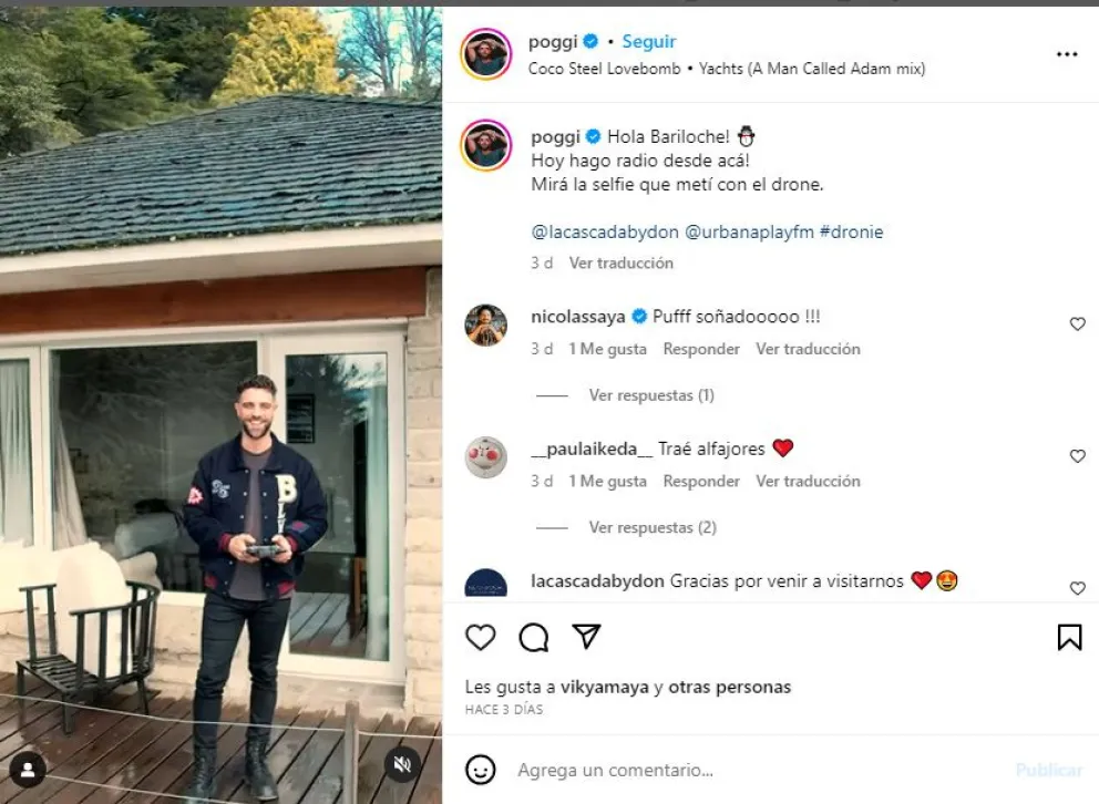 Diego Poggi vino a trabajar a Bariloche y mostró los paisajes de la zona