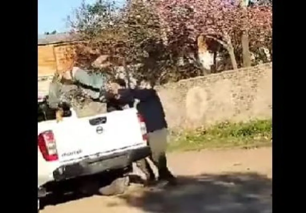 Video: vecinos atraparon a delincuente, lo ataron y arrojaron sobre un patrullero