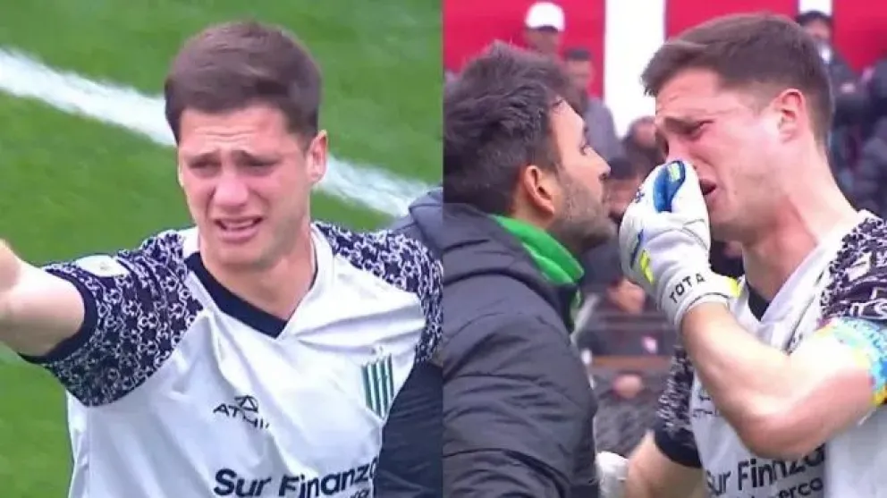Desconsolado: el llanto del arquero de Banfield para que no lo saquen después de desvanecerse