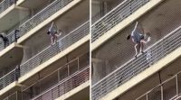 Video: rescataron a un nene que quedó colgando de un balcón de un octavo piso