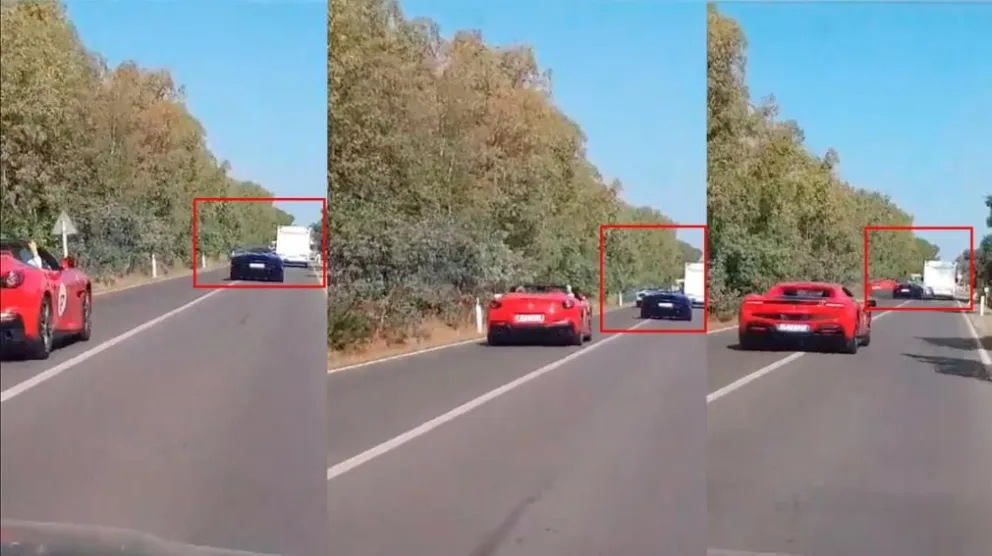 Video: chocaron un Ferrari y un Lamborghini en una caravana y murieron dos personas