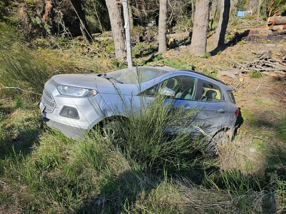 Por una maniobra brusca, terminó en una incómoda posición en la banquina