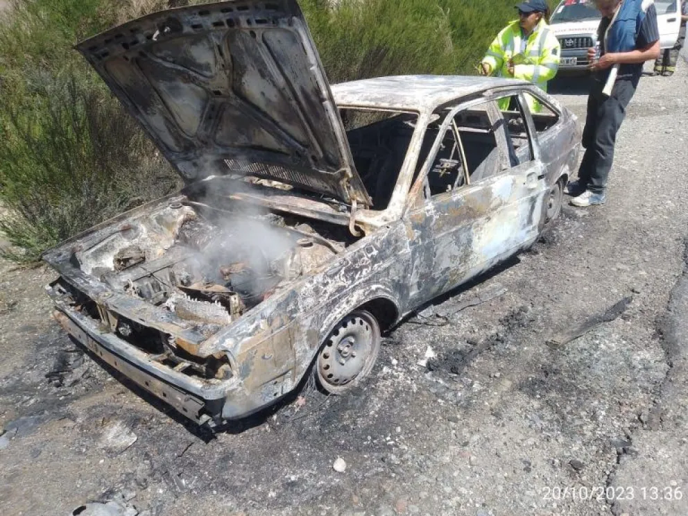 Se incendió por completo un vehículo en Ruta 40