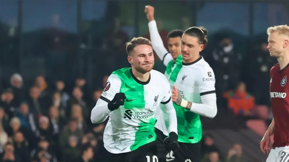 Alexis Mac Allister convirtió en la goleada del Liverpool en Praga 