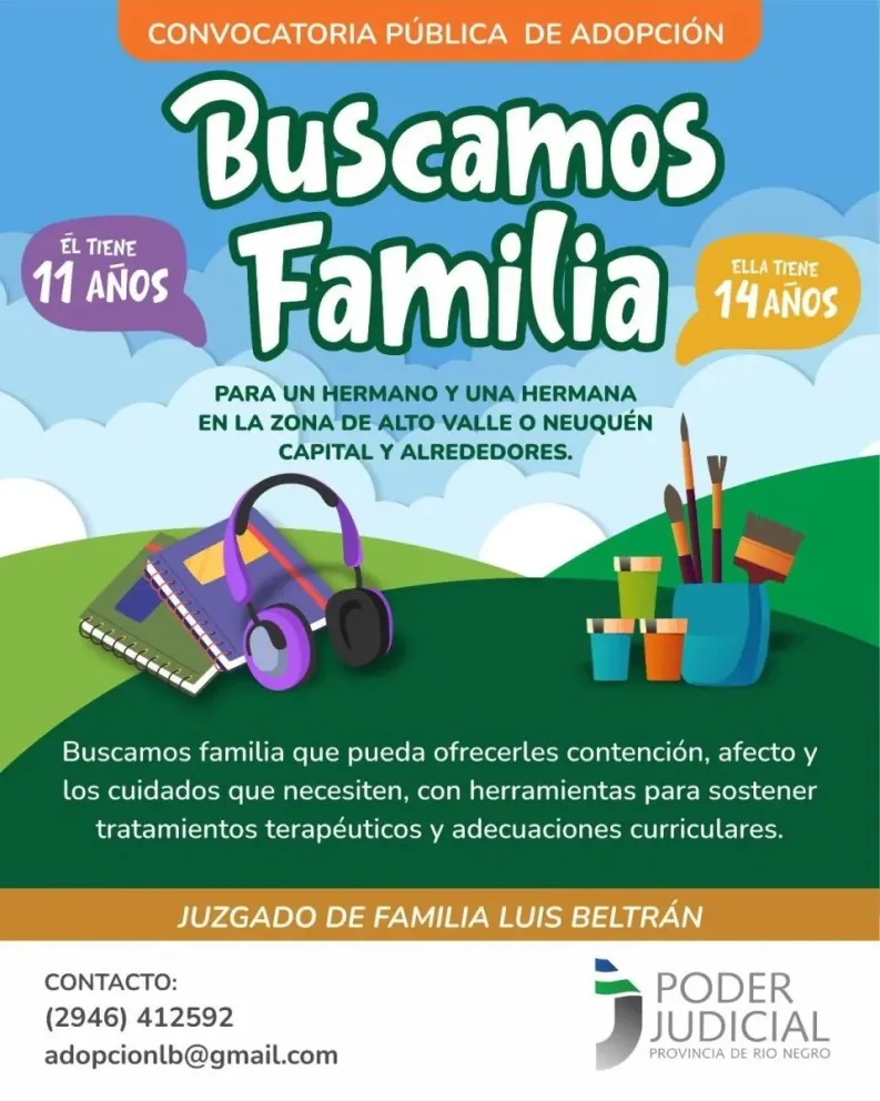 Convocan a familias que quieran adoptar a dos hermanos de 11 y 14 años