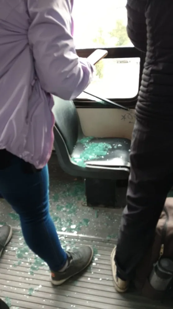 Arrojaron piedras y destrozaron la ventanilla de una unidad de Mi Bus en Ruta y Beschtedt