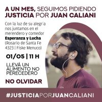 Realizarán una actividad para pedir justicia por Juan Caliani 