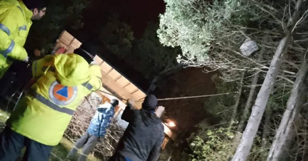 El viento en Bariloche obligó a derribar un árbol que amenazaba una vivienda