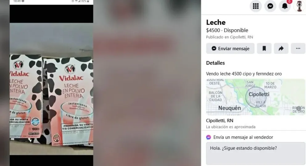 Venden leche de los planes sociales a traves de internet