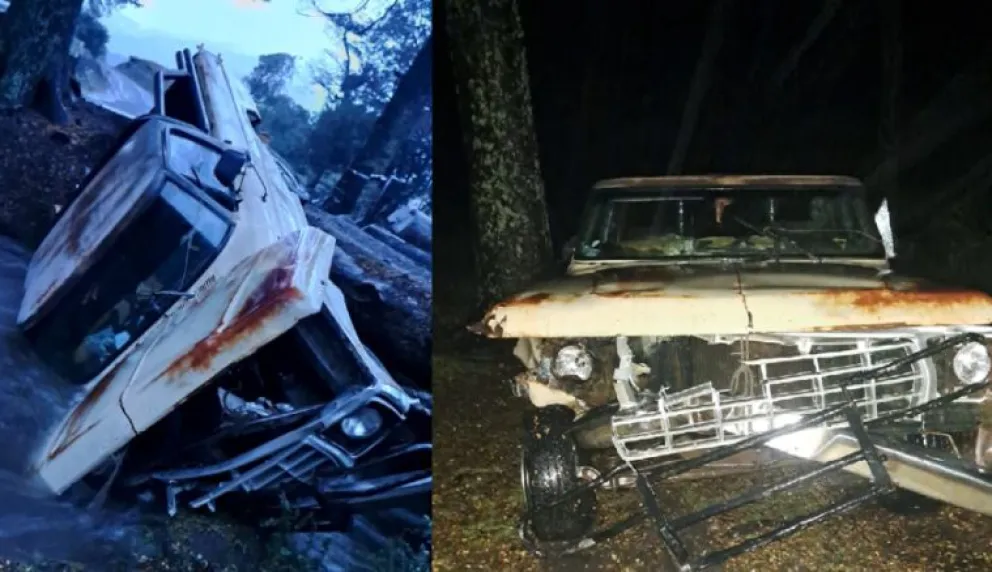 Una pareja en camioneta se quedó sin frenos y terminó en el río