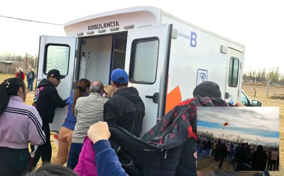 Un paracaidista cayó durante un evento y terminó con graves lesiones