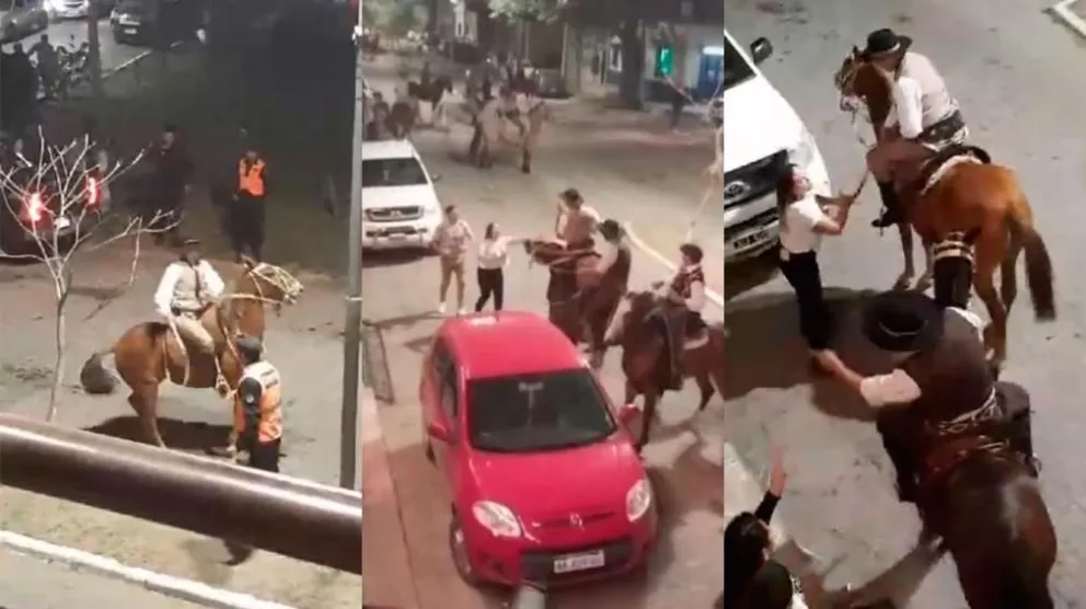Insólito: un jinete atacó con su rebenque a un grupo de personas durante una fiesta patronal