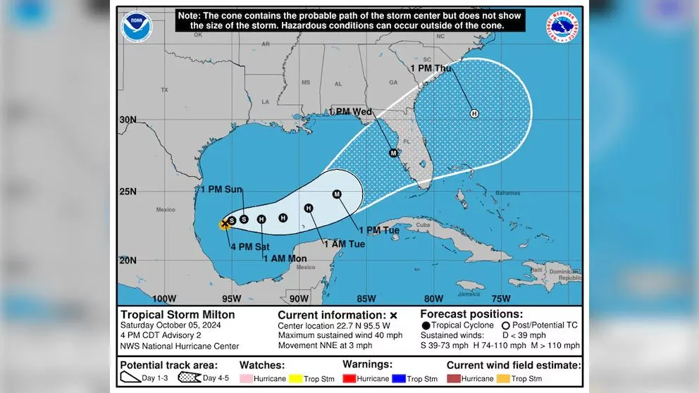Florida en estado de emergencia por la tormenta tropical Milton