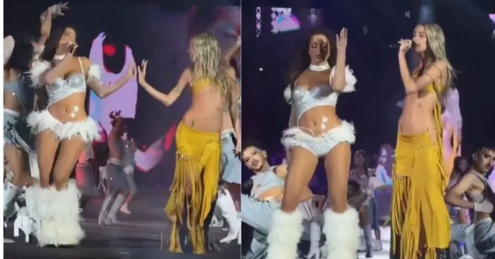 Noche mágica en Vélez: Emilia Mernes y Tini Stoessel estallaron el show 