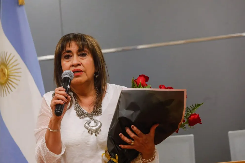 La comunicadora, emocionada, dedicó unas palabras en el cierre de su etapa profesional (fotos: Matías Garay)