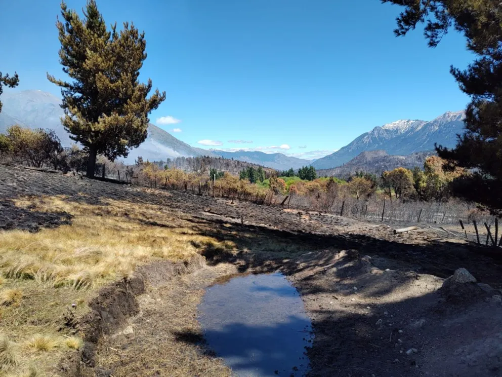 El paso del fuego transformó el paradisíaco paisaje de la localidad de Epuyén (Foto: Gentileza Noticias del Bolsón).