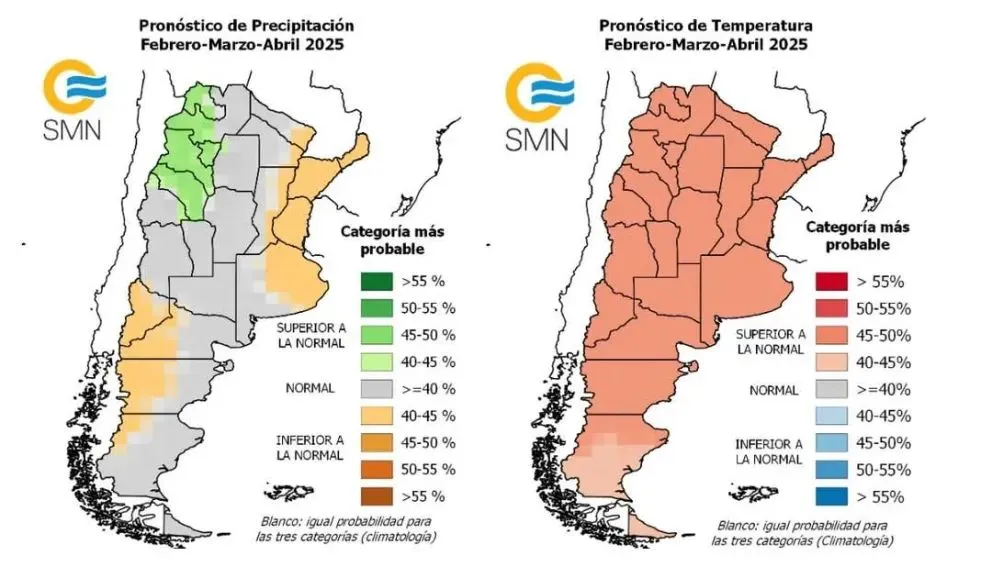 Datos del Servicio Meteorológico Nacional (SMN).