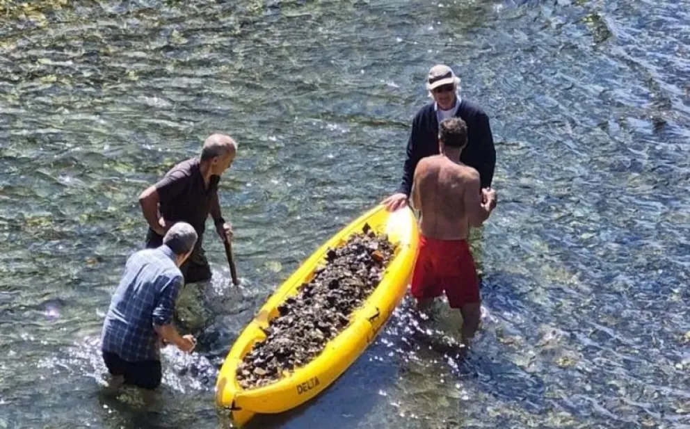 Imágenes que trascendieron durante el último dragado del arroyo. 