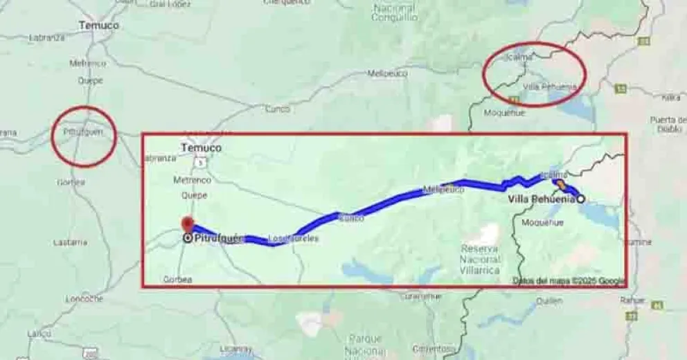 El fuego ya está a unos 150 kilómetros de Villa Pehuenia.