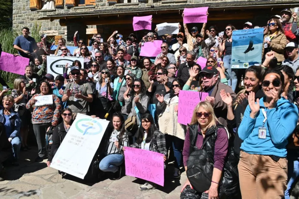 Durante uno de los reclamos de ayer. 