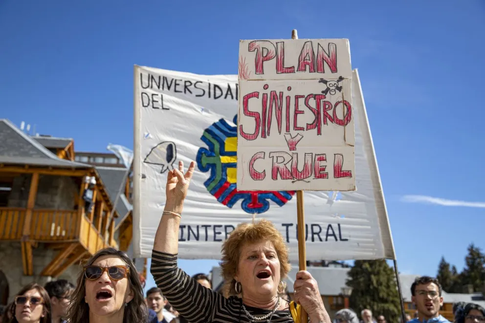 Integrantes de gremios, universidades y otros colectivos de Bariloche acompañaron la jornada.