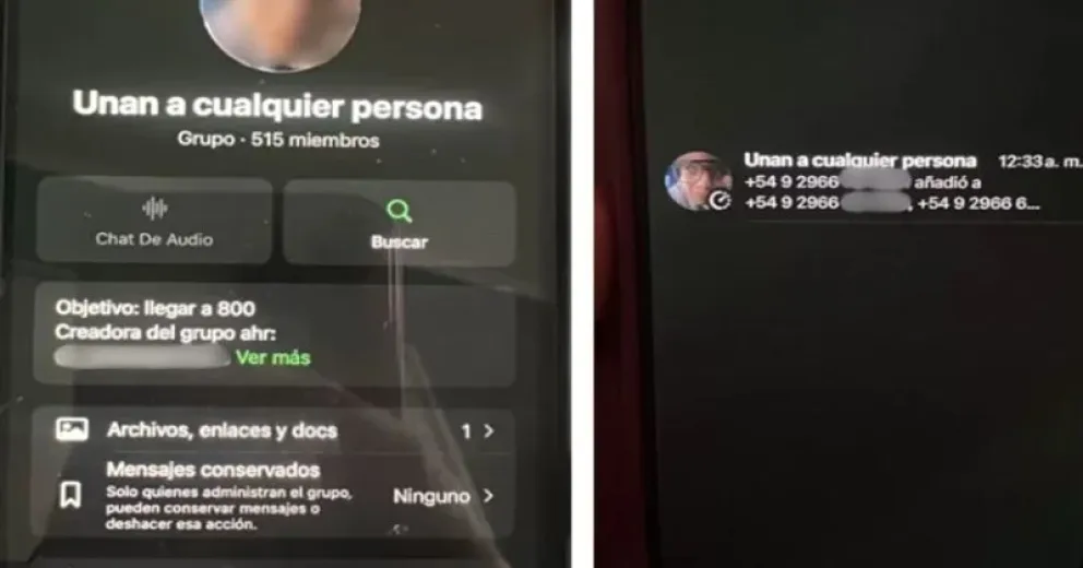 Según relataron las familias afectadas, el grupo se llama “Unan a cualquier persona” y ya contaba con más de 500 integrantes.