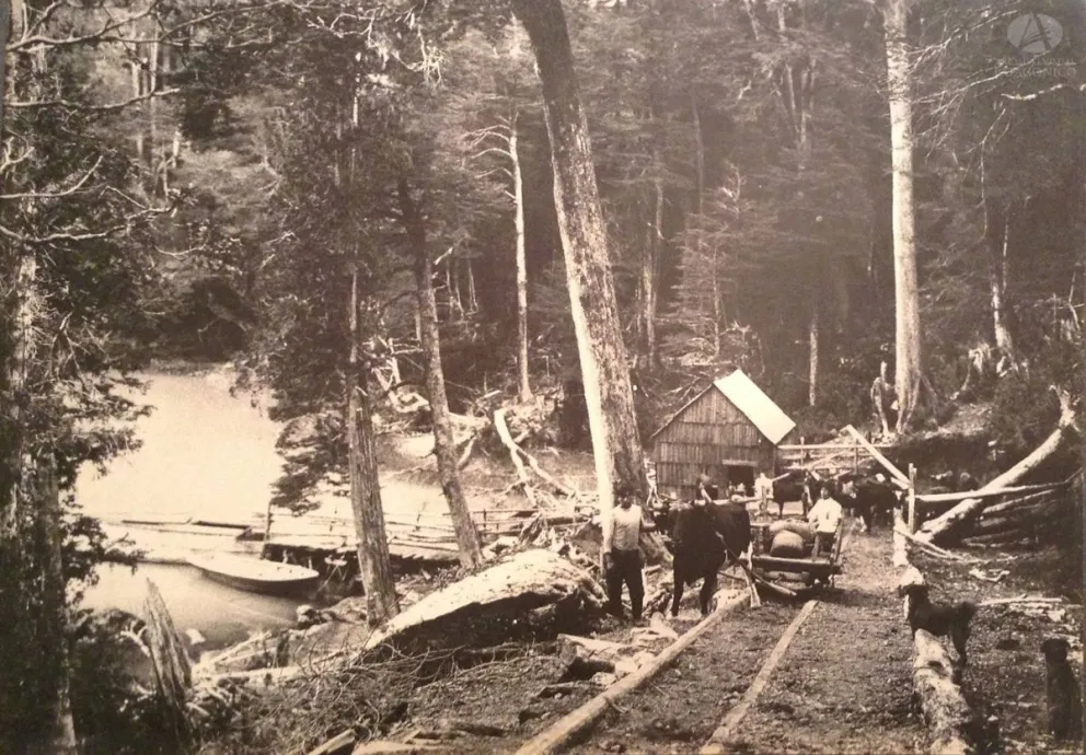 Llegaban cotizados productos por el madero-carril de Puerto Blest. Foto: Historias de Bariloche y la Patagonia (FB).