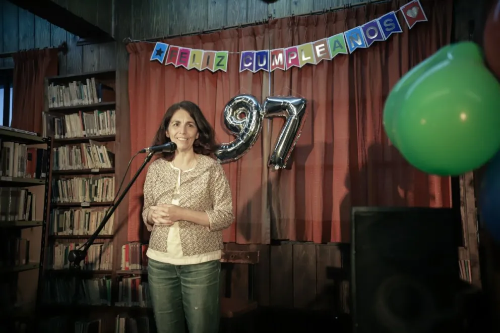 La titular de la comisión directiva en el más reciente aniversario de la institución. Foto:gentileza