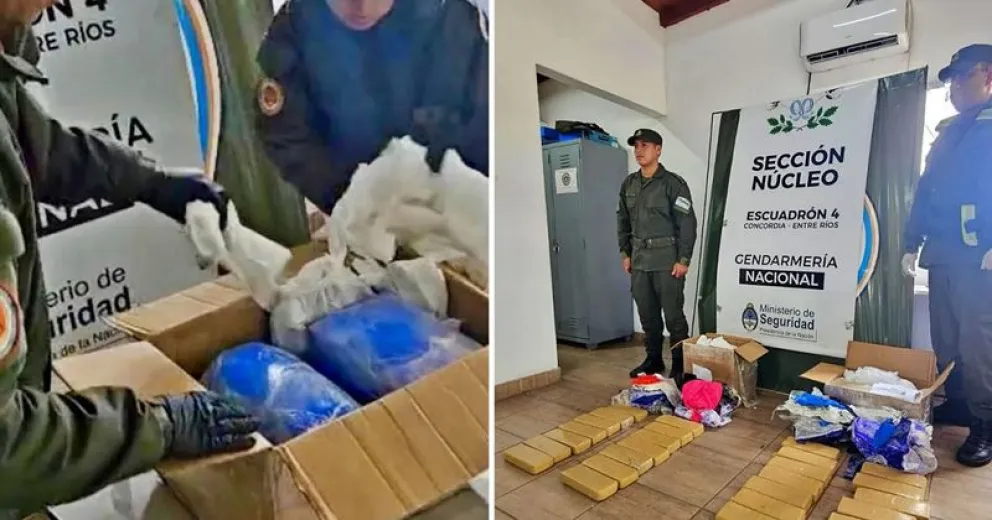 Los gendarmes procedieron a la apertura de los paquetes, donde hallaron un total de 29 ladrillos de marihuana.