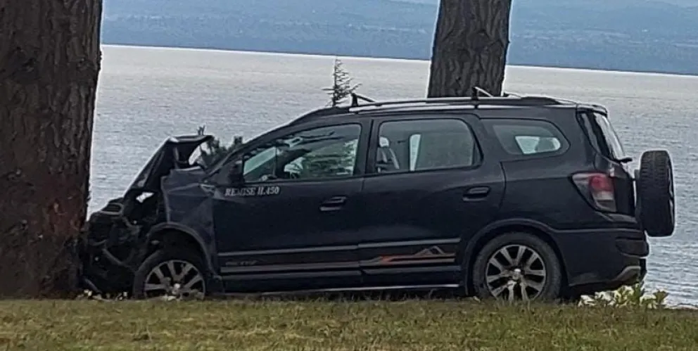 Remis sin conductor terminó incrustado contra un árbol en un hotel