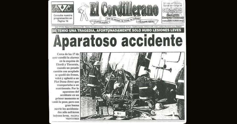 Ocurrió en Bariloche, en Elordi y Tiscornia. Foto. archivo El Cordillerano. 