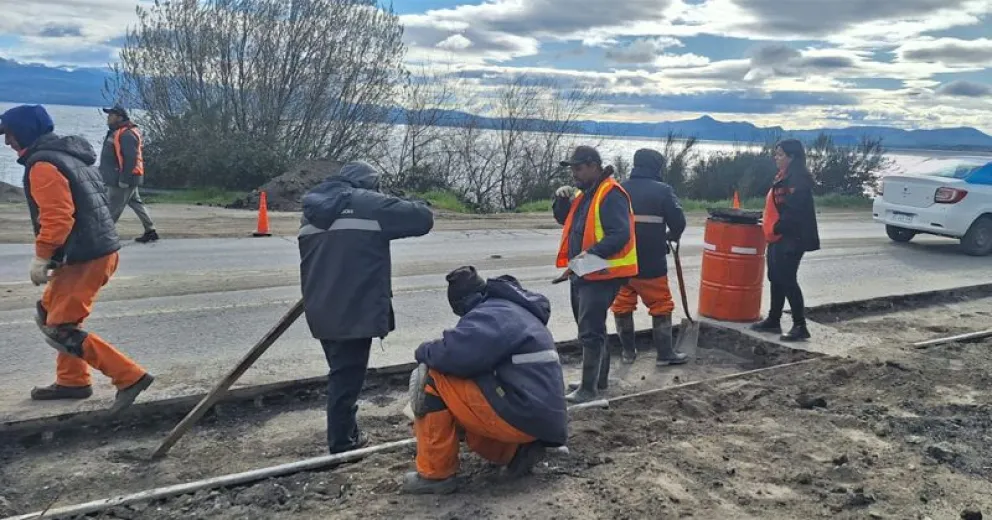 Las cuadrillas realizando tareas en Bustillo.