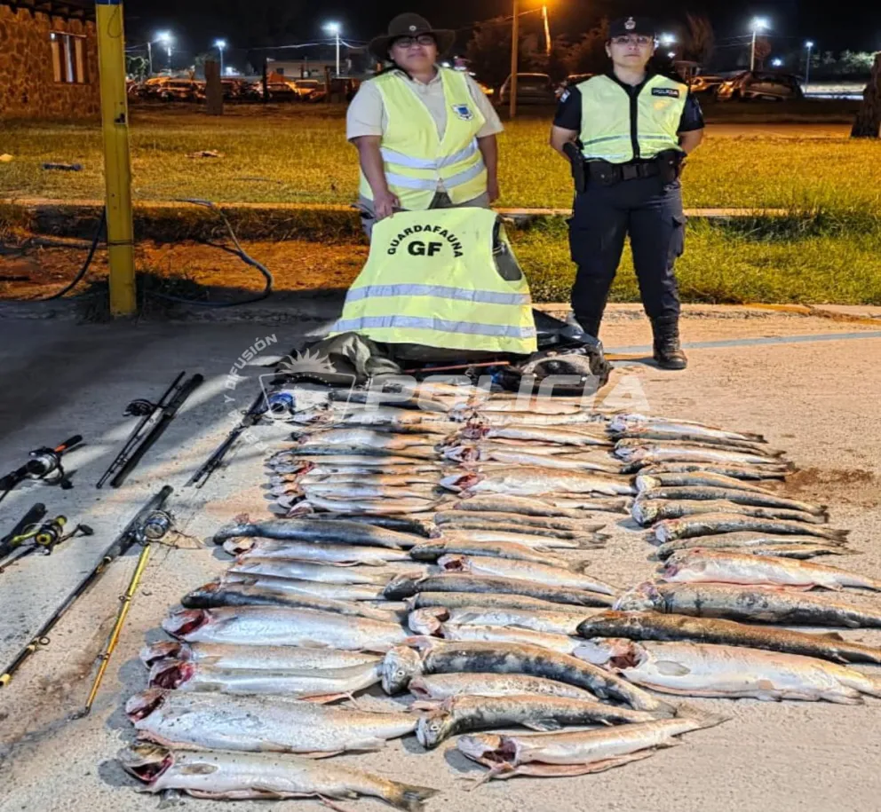 Dos furtivos fueron infraccionados por el traslado de más de 60 truchas pescada de forma ilegal 