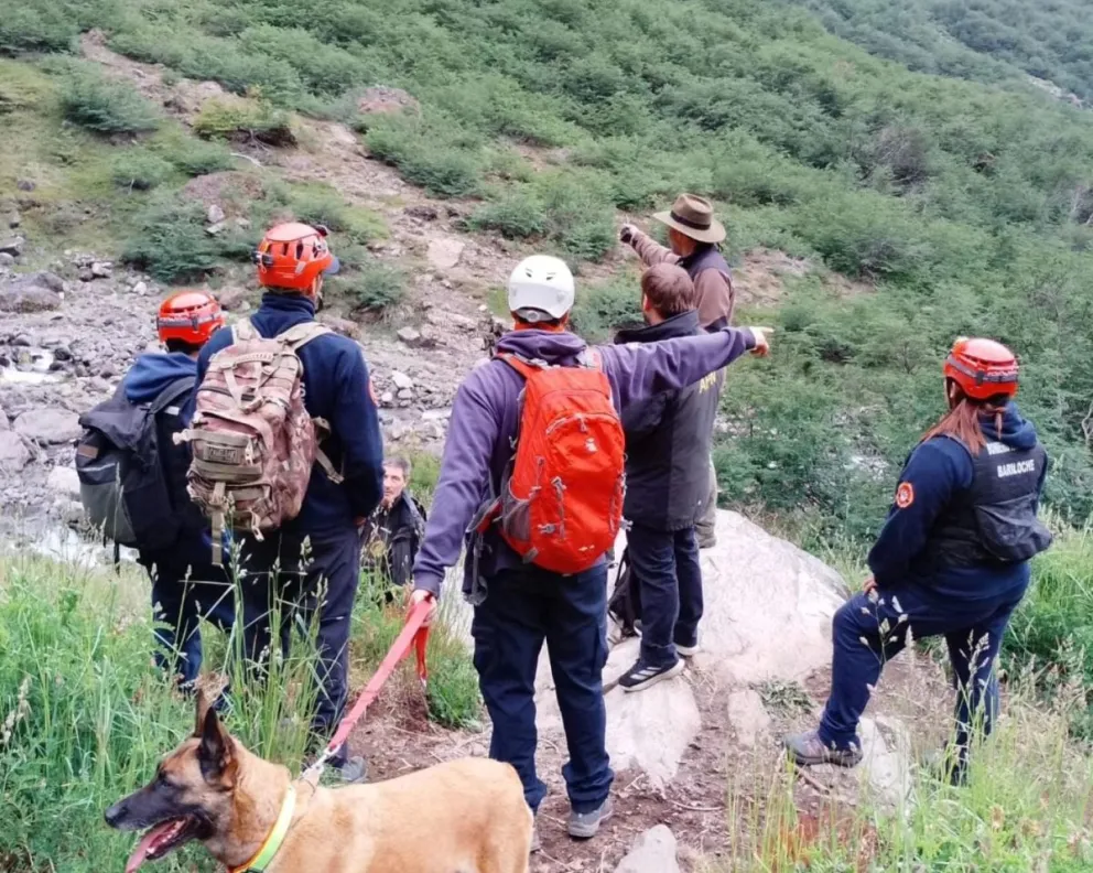 Amplio operativo con brigadistas de diversas instituciones y unidades con perros. Foto Parque Nacional Nahuel Huapi.