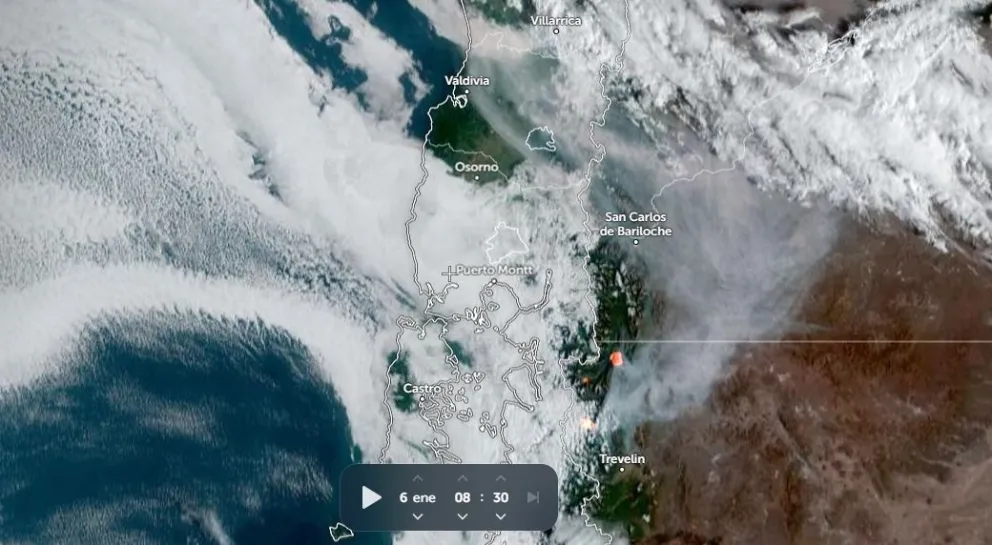 La rotación del viento traería el humo a Bariloche.