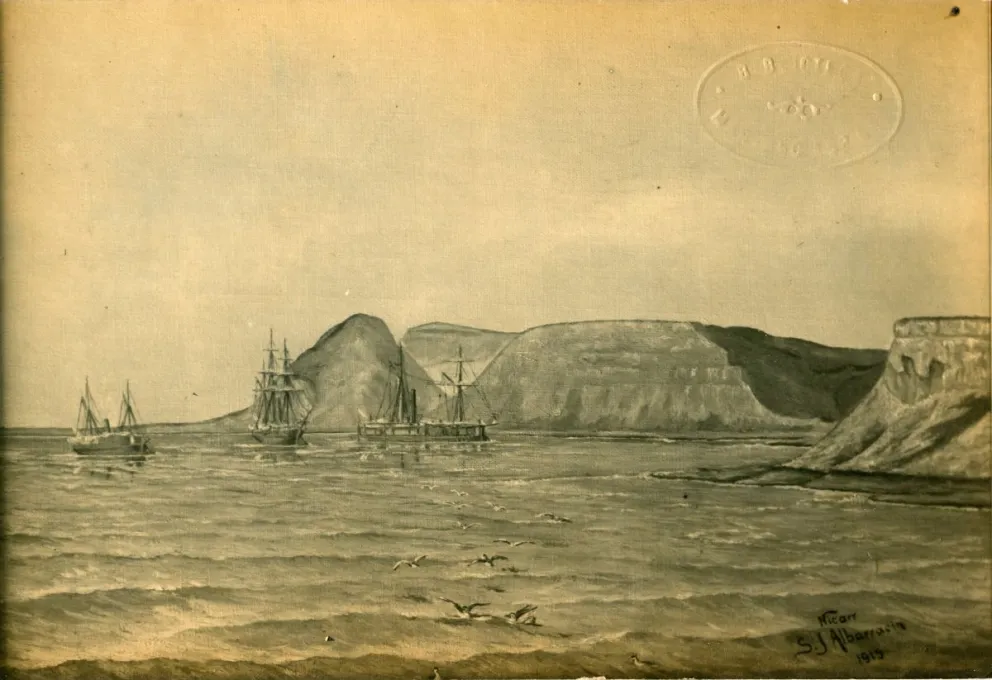 Escena naval que pintó el propio Albarracín en 1915. Fuente: Museo Carhué.