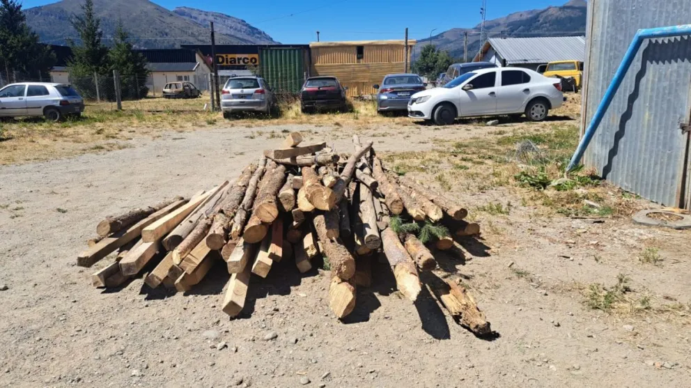 Los postes que llevaron con intenciones de delimitar cada lote tomado.