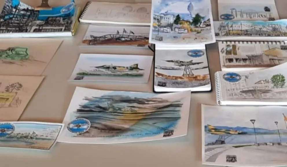 Algunos de los croquis que los dibujantes hicieron el sábado (imágenes gentileza).