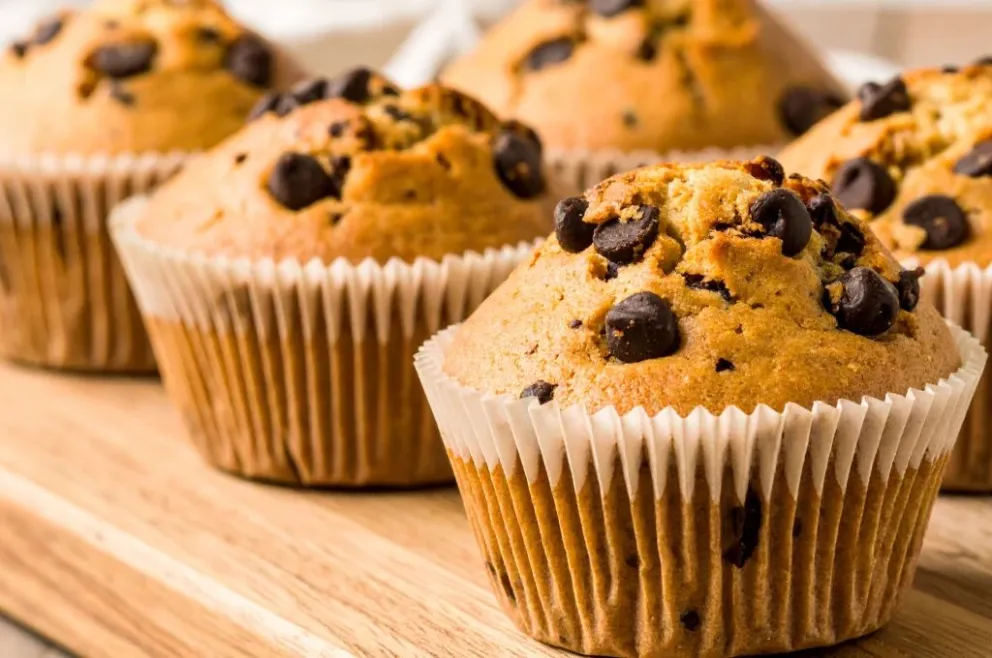 Muffins listos en 4 pasos.