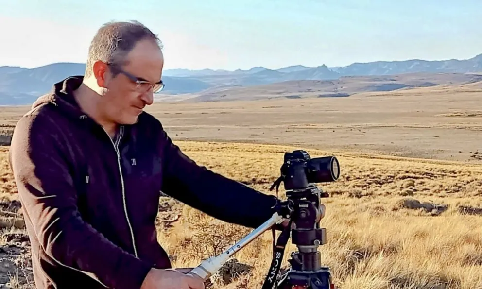 Mariano Benito en pleno rodaje.