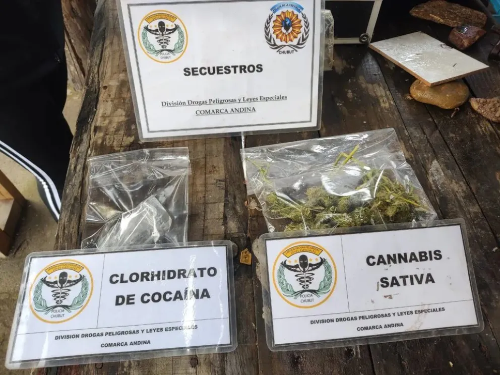Incautan marihuana y cocaína en el marco de un allanamiento en la Comarca Andina. 