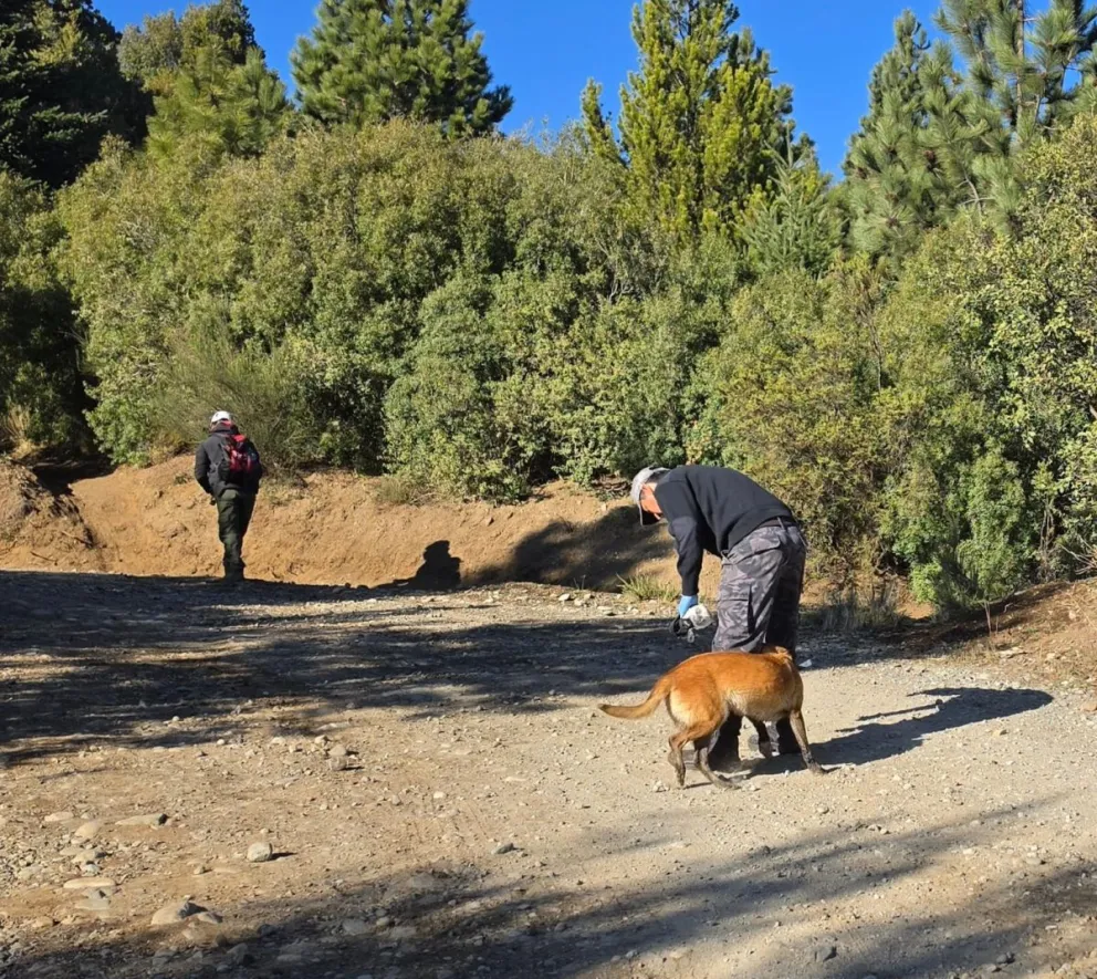 La búsqueda de hoy está orientada a arroyo Ñireco y zona de Circunvalación hacia el Cañadón de los Loros. Imágenes de la Policía de Río Negro.