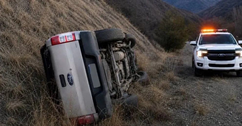 Afortunadamente el vehículo despistó hacia la ladera de la montaña.