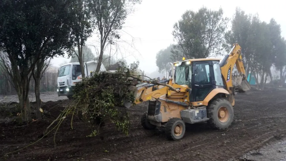Las maquinarias trabajando en el lugar. 