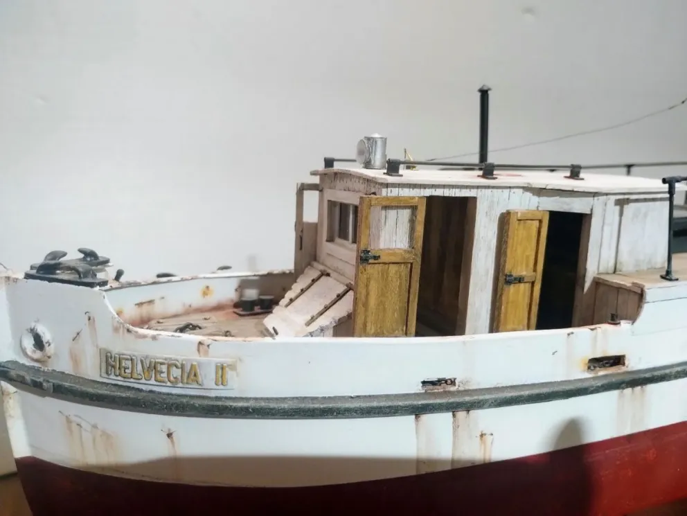 Un modelo del buque que naufragó en el lago Nahuel Huapi. Imágenes gentileza.